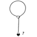 Sroyte Women's Stainless Steel Heart O-Ring Adjustable Lariat Y-Necklace Punk Long Cuban Lock Necklace with Key
