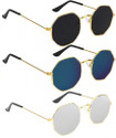 SRPM UV Protection Retro Square Sunglasses (53) (For Men & Women, Black, Blue, Silver)
