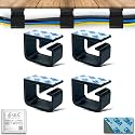 SRS® Cable Organiser Clips for Wall &amp; Table Heavy-Duty Clamp Holder Hook Hanger for Easy Secure Cord Organizer Cable Management for TV PC Laptop Home Office Self Stick-ON Adhesive (Pack of 4, Black)