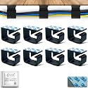 SRS® Cable Organiser Clips for Wall &amp; Table Heavy-Duty Clamp Holder Hook Hanger for Easy Secure Cord Organizer Cable Management for TV PC Laptop Home Office Self Stick-ON Adhesive (Pack of 8, Black)