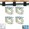 SRS® Cable Organiser Clips for Wall &amp; Table Heavy-Duty Clamp Holder Hook Hanger for Easy Secure Cord Organizer Cable Management for TV PC Laptop Home Office Self Stick-ON Adhesive (Pack of 4, White)