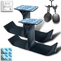 SRS® Dual Headphone Stand Holder Under Desk Hook Hanger with Cable Organizer Storage Options for All Professional | Corporate | Gaming Headsets &amp; PC Accessories Stick-ON Adhesive (Pack of 2, Black)