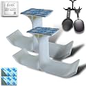 SRS® Dual Headphone Stand Holder Under Desk Hook Hanger with Cable Organizer Storage Options for All Professional | Corporate | Gaming Headsets & PC Accessories Stick-ON Adhesive (Pack of 2, White)