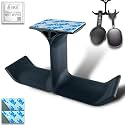 SRS® Dual Headphone Stand Holder Under Desk Hook Hanger with Cable Organizer Storage Options for All Professional | Corporate | Gaming Headsets &amp; PC Accessories Stick-ON Adhesive (Pack of 1, Black)