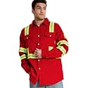 SRsafety Hi Vis FR Shirts for Men,7.0oz Long Sleeve FR Work Shirts,100% Cotton High Visibility Fire Shirt