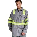 SRsafety Hi Vis FR Shirts for Men,7.0oz Long Sleeve FR Work Shirts,100% Cotton High Visibility Fire Shirt