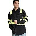 SRsafety Hi Vis FR Shirts for Men,7.0oz Long Sleeve FR Work Shirts,100% Cotton High Visibility Fire Shirt