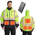 SRsafety Safety Heated Jacket,Waterproof Safety Jacket for Men with Pockets, Reflective High Visibility Safety Jackets