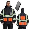 SRsafety Safety Heated Jacket,Waterproof Safety Jacket for Men with Pockets, Reflective High Visibility Safety Jackets