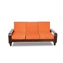 Sheesham Wood 3 Seater Sofa with Orange Cushion for Living Room Office Hall Home (Walnut Finish)