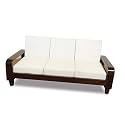 Sheesham Wood 3 Seater Sofa with Cream Cushion for Living Room Office Hall Home (Walnut Finish)