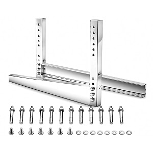 ss304 elite series stainless steel outdoor ac stand wall mount bracket 12 ton 15 mm thick 18 inch arms complete stainless steel hardware kit