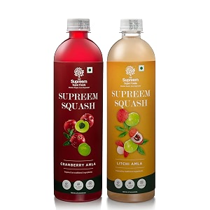 supreem super foods cranberry amla amp litchi amla squash combo 700ml each  immunity booster digestive support drink  no sugar stevia sweetened summer beverage