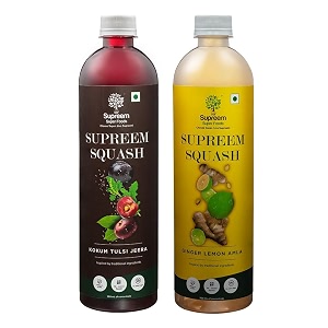 supreem super foods kokum tulsi jeera ginger lemon amla squash combo 700ml each  digestive gut health immunity detox drink  natural herbal extract hydration cooling summer beverage  stevia sweetened no sugar