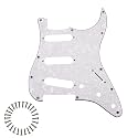 SSS 11-Hole Strat Pickguard for FD Stratocaster, White Pearl 4Ply