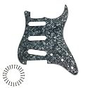 SSS 11Hole Strat Pickguard for Fender Stratocaster,Black Pearl 4Ply