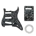 SSS Strat Pickguard and BackPlate Set for Fender, Black Pearl 4Ply