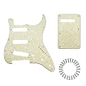 SSS Strat Pickguard and BackPlate Set for Fender, Aged Pearl 4Ply