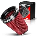 ST 6 Inch Cold Air Intake Filter 152mm Universal Cone Air Filter High Flow Washable Clamp-On Dry Air Intake Filter Replacement Tapered Round Closed-Top For Car Truck 265mm Tall