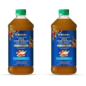 stbotanica apple cider vinegar with mother vinegar and honey 500 ml with natural amp organic himalayan apple  raw unfiltered amp non-pasturized  boosts overall health  no chemicals pack of 2
