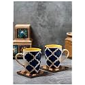 ST Ceramic Moroccan Handpainted Coffee Mug Premium Design Milk Mugs & Coffee Mugs Pair, Ceramic Coffee Mugs and Tea Mugs (Microwave Safe & Dishwasher Safe, 300 ml, Set of 2) Moroccan Mug Set