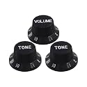 ST Guitar Knob Set,1V2T (1 Volume, 2 Tone), 18 Spline,Black & White