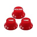 ST Guitar Knob Set, 1V2T (1 Volume, 2 Tone), 18 Spline, Red & White
