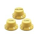 ST Guitar Knob Set, 1V2T (1 Volume, 2 Tone), 18 Spline,Cream & Gold