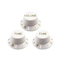 ST Guitar Knob Set, 1V2T (1 Volume, 2 Tone), 18 Spline,White & Gold