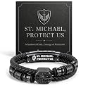 St Michael Protect Us Bracelet-Men's Christian Cross Cuff Bracelets