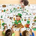St. Patrick’s Day Coloring Tablecloth for Kids, Giant 30x72 Inch Poster with Shamrocks, Leprechauns, Perfect for Party Games, Holiday Decorations, Classroom Activities, Party Supplies