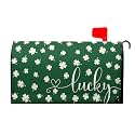 St Patricks Day Mailbox Cover Magnetic Standard Size 18”X21” Lucky Green Shamrock Clover Mailbox Covers Spring St Patricks Day Mailbox Wraps Decals Post Letter Box Cover for Home Outside Garden Yard