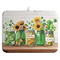 St Patricks Day Shamrock Dish Drying Mats St Patrick's Day Spring Dish Mat Sunflowers Drying Matt Dishes Dryer Pad for Kitchen Counter Absorbent Microfiber Washable Foldable Reusable 18x24 in