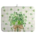 St Patricks Day Shamrock Dish Drying Mat Green Spring Kitchen Dishes Drying Pad Absorbent Dish Dryer Mats for Kitchen Countertops Microfiber Washable Large18x24 in