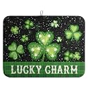 St Patricks Day Spring Dish Drying Mats St Patrick's Day Lucky Dish Mat Shamrock Drying Matt Dishes Dryer Pad for Kitchen Counter Absorbent Microfiber Washable Foldable Reusable 18x24 in