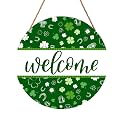 St Patricks Day Welcome Door Decoration for Home Welcome Shamrock Wreath Sign for Front Door St Patricks Day Outdoor Decorations Hanging Wooden Sign for Home Proch Spring Farmhouse 12x12 Inch