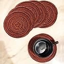 SAPROSE® Polypropylene Round Coaster Set (6 PCS Set) Machine Washable Absorbent Size: 5 inch Diameter (OVERGEAN-TAN Melange)