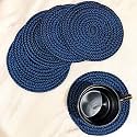 SAPROSE® Polypropylene Round Coaster Set (6 PCS Set) Machine Washable Absorbent Size: 5 inch Diameter (Black-Grey Melange)