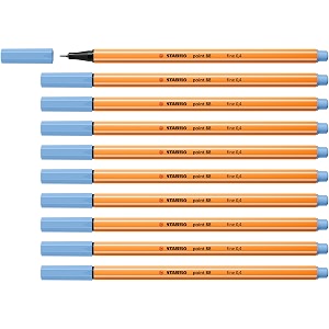 fineliner - stabilo point 88 box of 10 ice blue