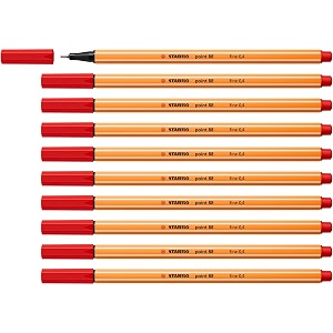 stabilo fineliner point 88 - pack of 10 - light red