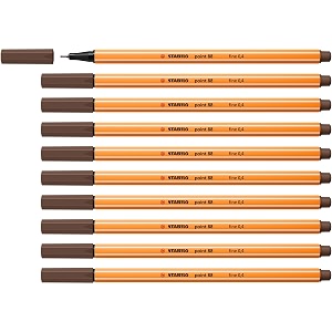 fineliner - stabilo point 88 - box of 10 - umber