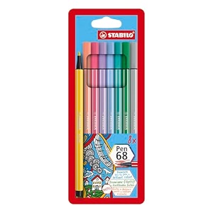 stabilo pen 68-sketch pen-pastel-premium-pack of 8 assorted coloursmedium