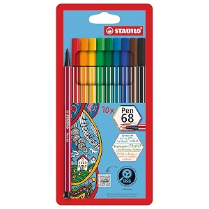 stabilo pen 68 - sketch pen - premium - wallet of 10 assorted colours
