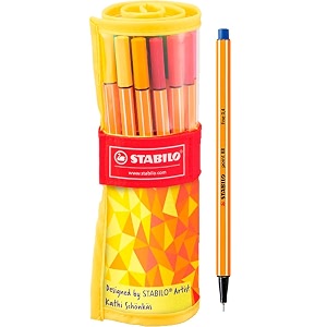 stabilo point 88 fineliner pen - assorted colours pack of 25 pack of 25