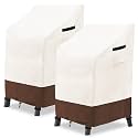 Stackable Patio Chair Covers Waterproof Patio Furniture Covers, 28 W x 36 D x 47 H InchesFits for 4-6 Stackable Dining Chairs 2 Pack (Beige &amp; Brown)