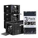 Stackable Wine Rack for Cabinet,12-Bottle Crate, Set of 3, Black
