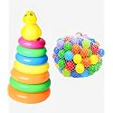 Stacking Toy + 15 Colorful Plastic Balls Combo | BPA-Free, Educational Toys for Toddlers | Learning & Sensory Toys Gift Set