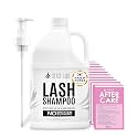 STACY LASH Eyelash Extension Shampoo 1US Gal / 128 fl.oz. / 3.78L / Eyelid Foaming Cleanser/Safe Wash for Extensions & Natural Lashes/Supplies for Professional & Home Use / 50 Aftercare Cards