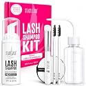 STACY LASH Lash Shampoo 50ml Kit Korean Makeup Remover with Eye Lash Spoolies & Rinse Bottle & Cleansing Pad & Brush for Eyelash Extensions & Clusters & Natural Eyelashes