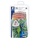 STAEDTLER Colored Pencils Set for School Supplies - With Ergonomic Triangular 4mm Core Barrel, Wood, Tin Storage Case - 36 Vibrant Colors